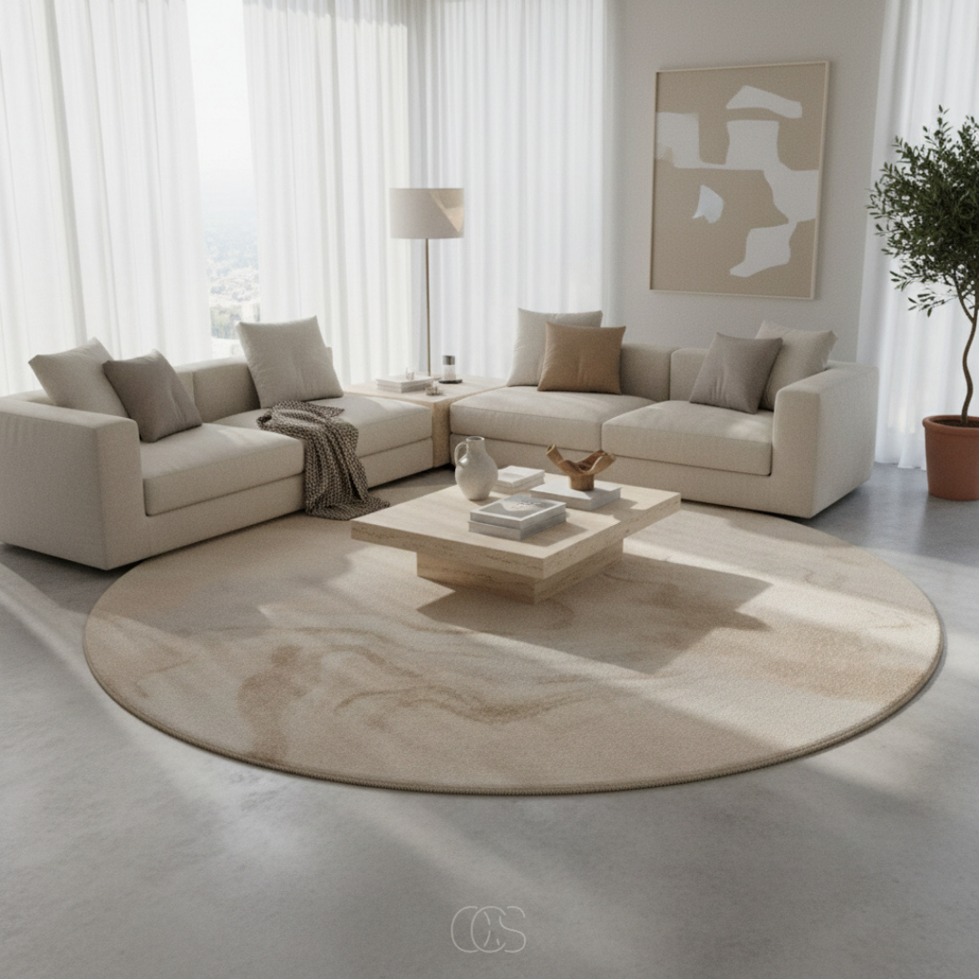 Tapis Rond Marbré Classique Girona