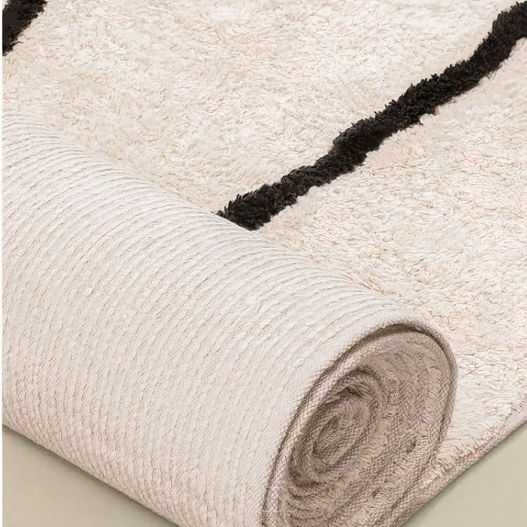 Tapis Carré Motif Abstrait Classique Japandi