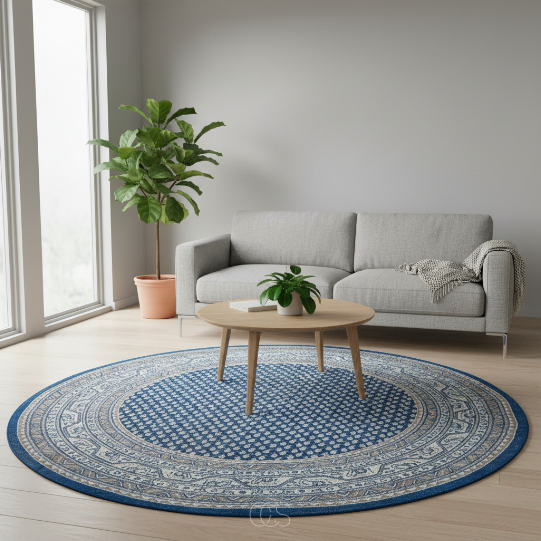 Modern Intricate Patterned Circle Rug - 160x160cm
