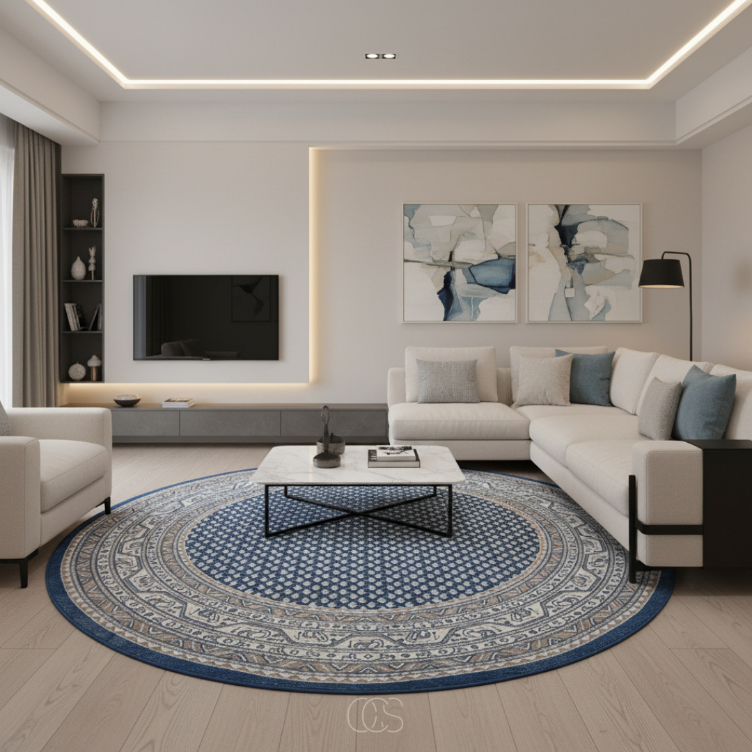 Modern Intricate Patterned Circle Rug - 160x160cm