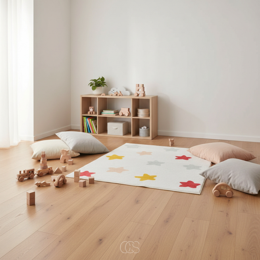 Tapis Enfant Étoiles Colorées Antidérapant