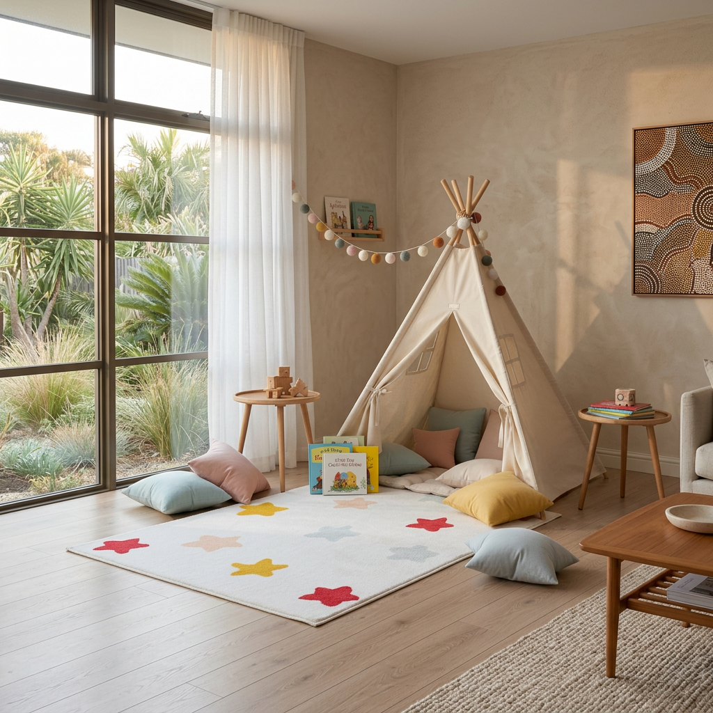 Tapis Enfant Étoiles Colorées Antidérapant