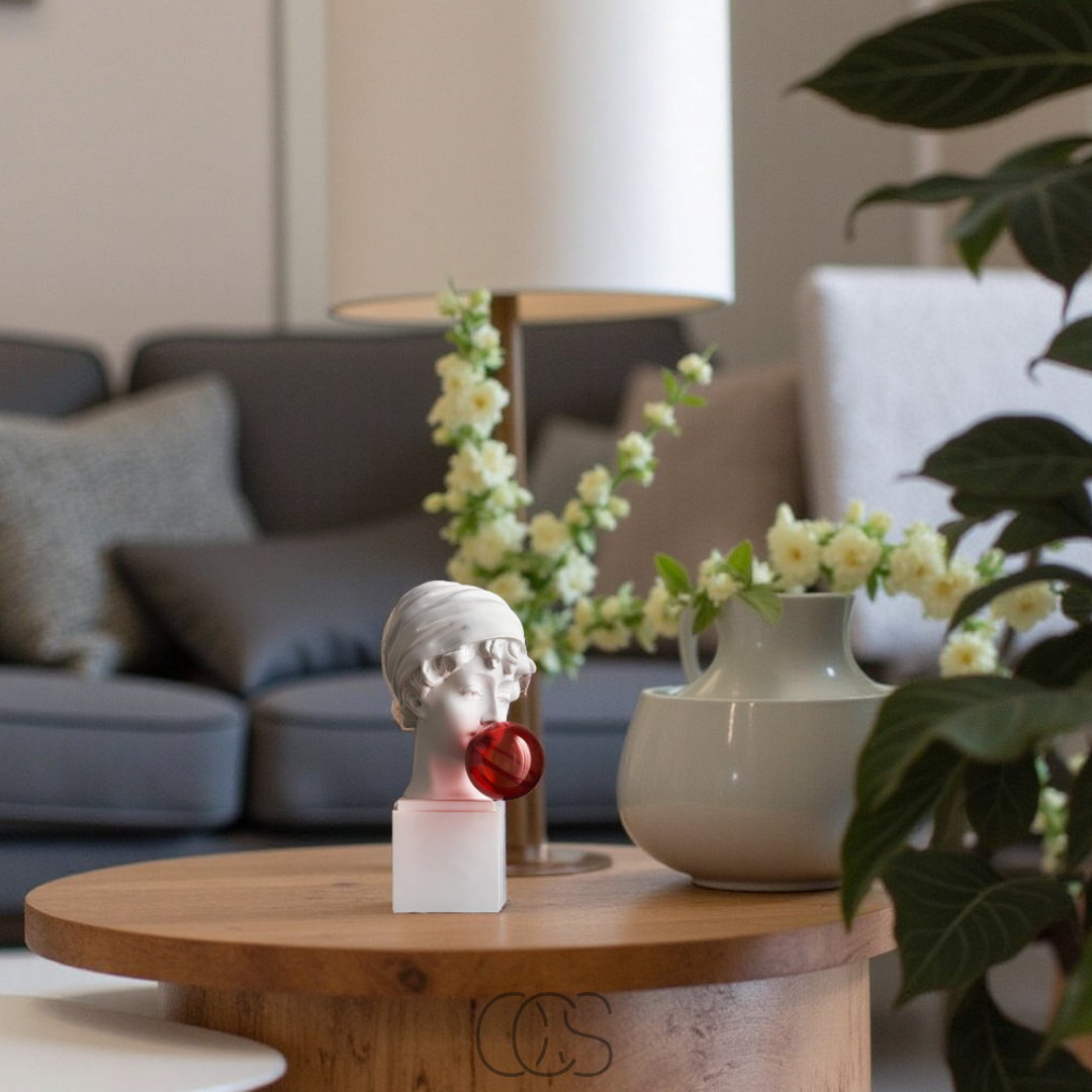 Buste David Pop Art avec Bubblegum Rose – Sculpture