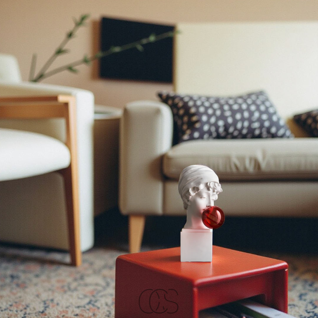 Buste David Pop Art avec Bubblegum Rose – Sculpture