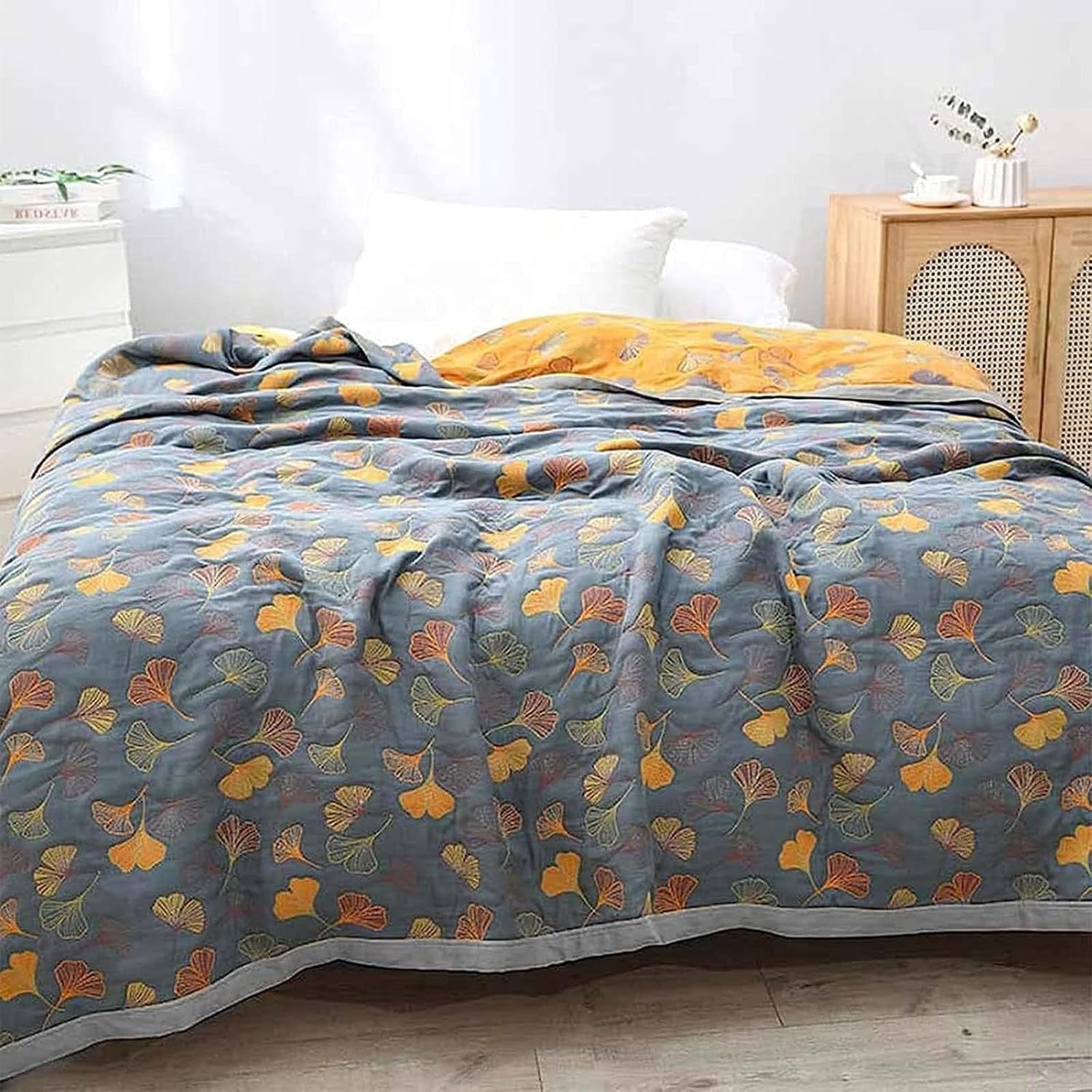 Plaid Coton Premium Réversible Design Ginkgo