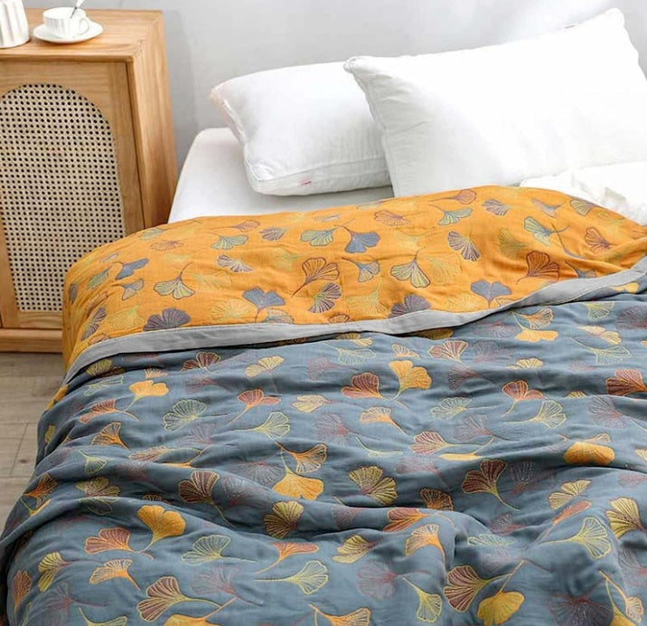 Plaid Coton Premium Réversible Design Ginkgo