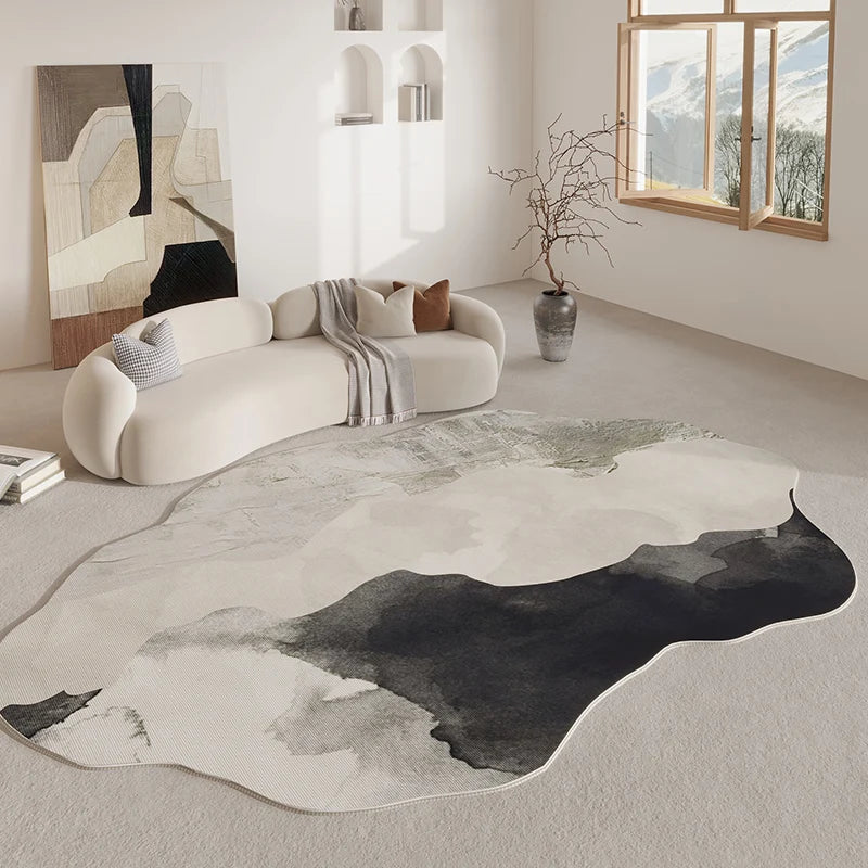 Tapis Aquarelle Abstrait Rétro Forme Irrégulière
