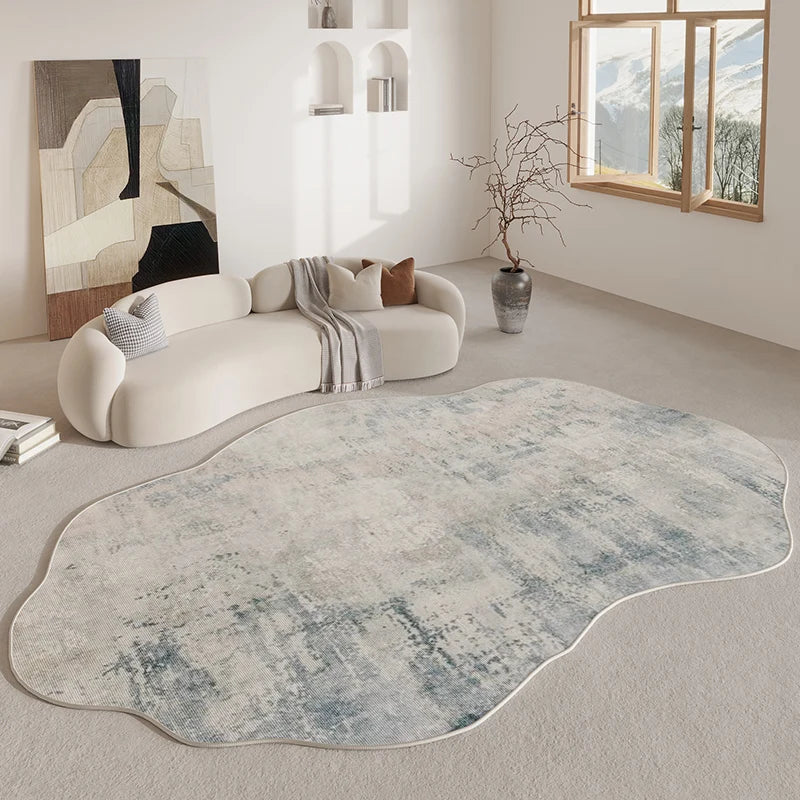 Tapis Aquarelle Abstrait Rétro Forme Irrégulière