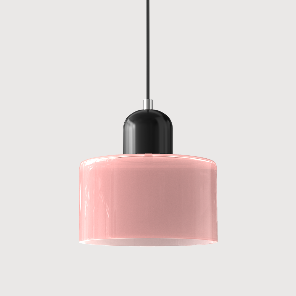Suspension rétro en verre bicolore, style années 60