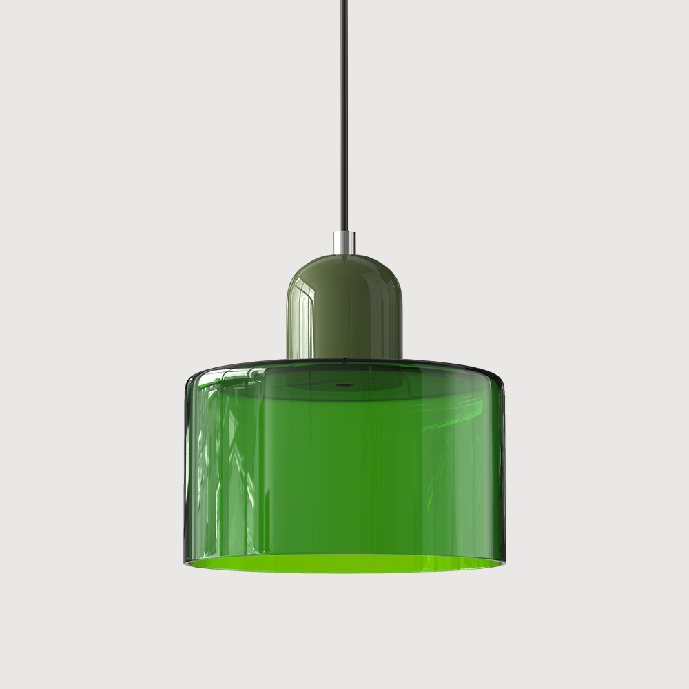 Suspension rétro en verre bicolore, style années 60