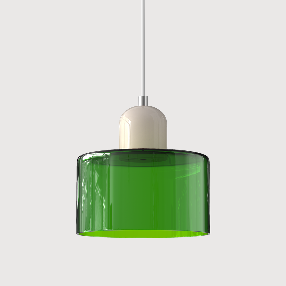 Suspension rétro en verre bicolore, style années 60