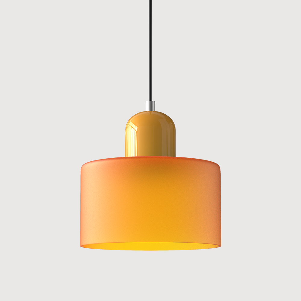 Suspension rétro en verre bicolore, style années 60
