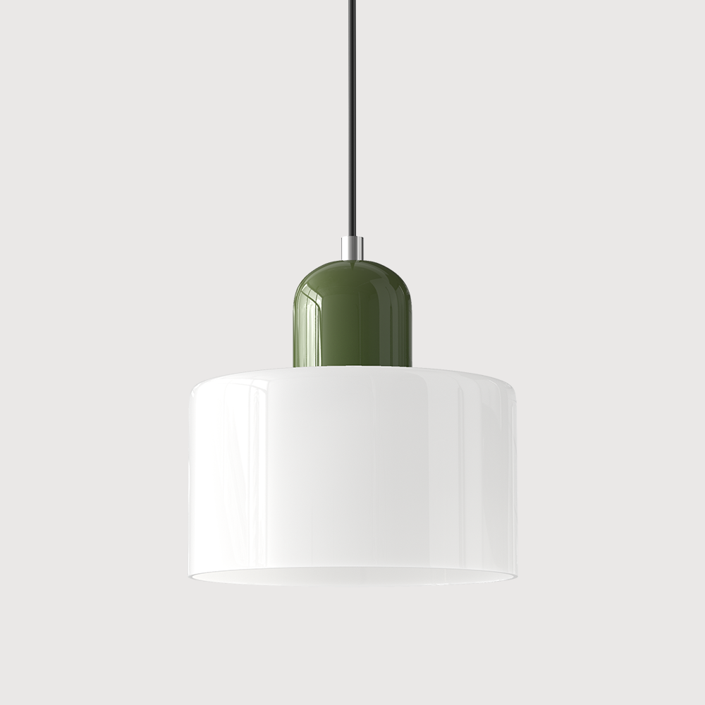 Suspension rétro en verre bicolore, style années 60