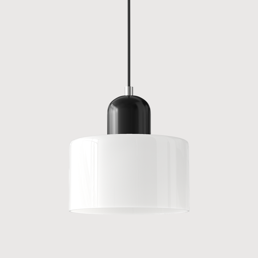Suspension rétro en verre bicolore, style années 60