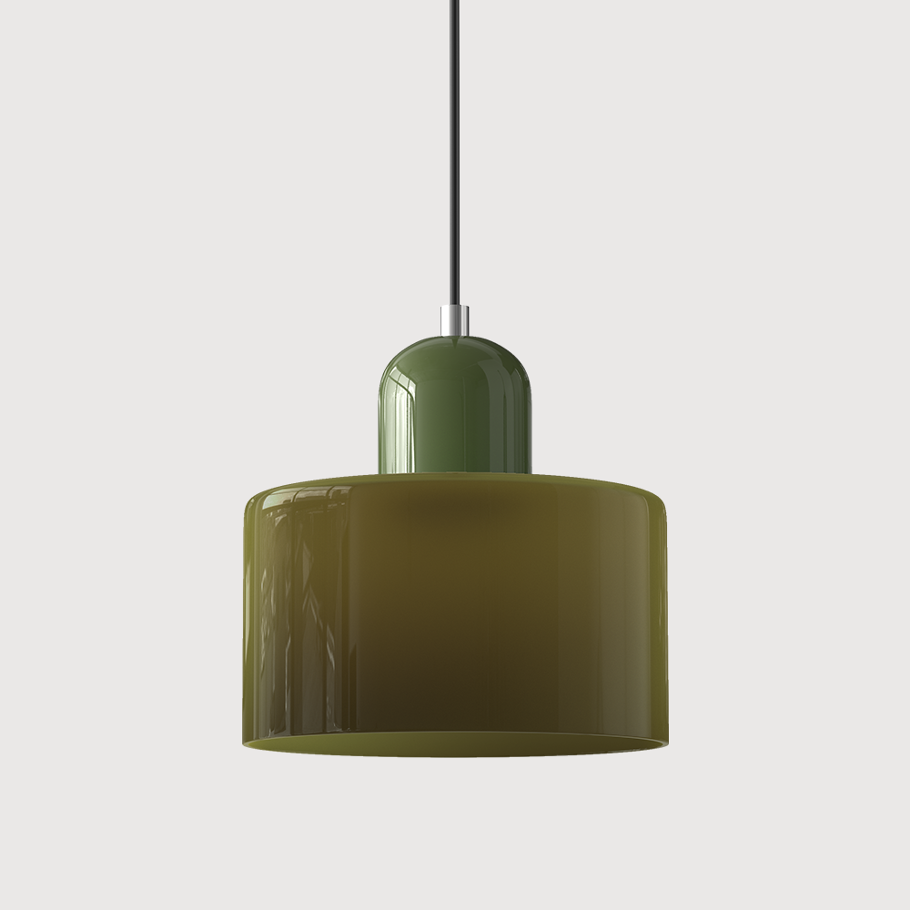 Suspension rétro en verre bicolore, style années 60