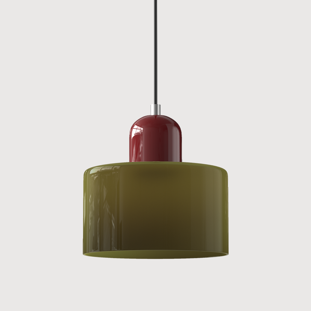 Suspension rétro en verre bicolore, style années 60