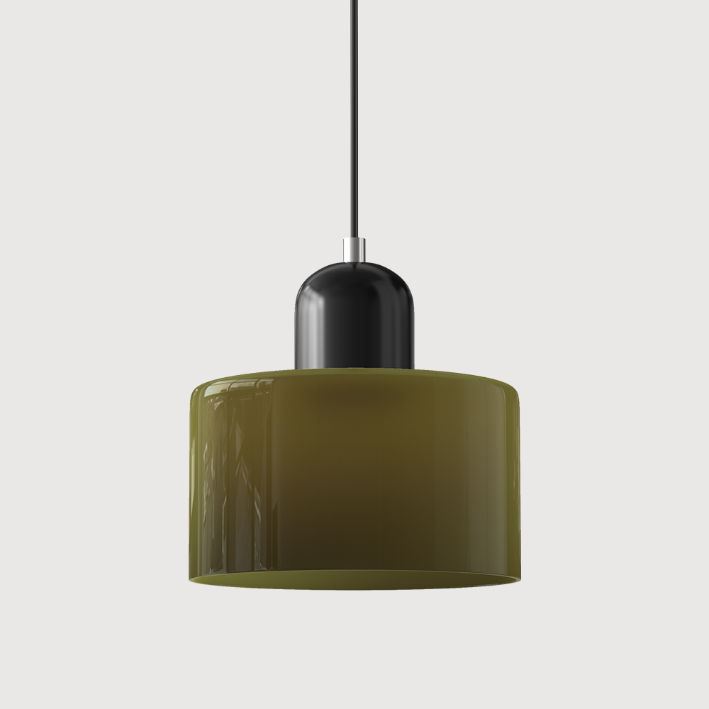 Suspension rétro en verre bicolore, style années 60