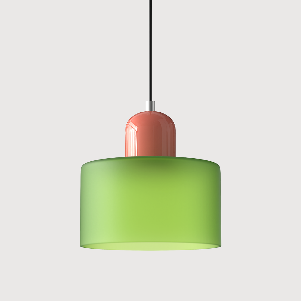 Suspension rétro en verre bicolore, style années 60
