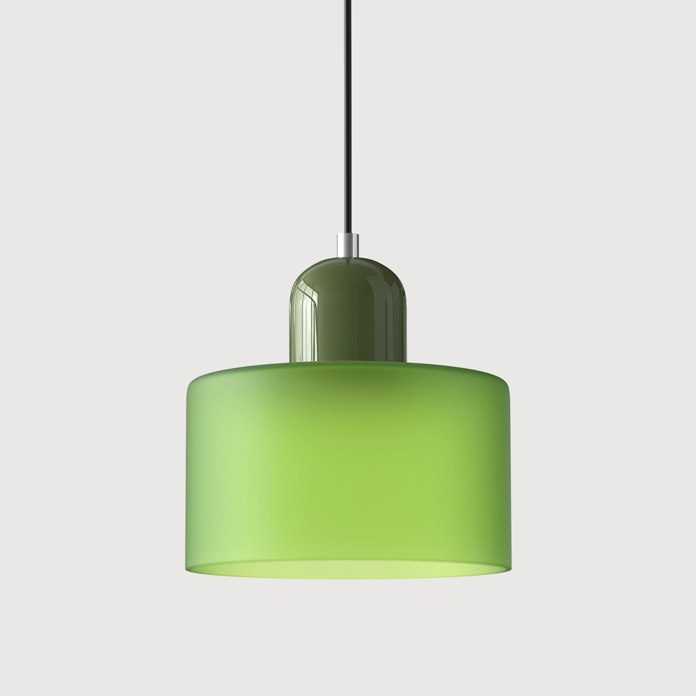 Suspension rétro en verre bicolore, style années 60