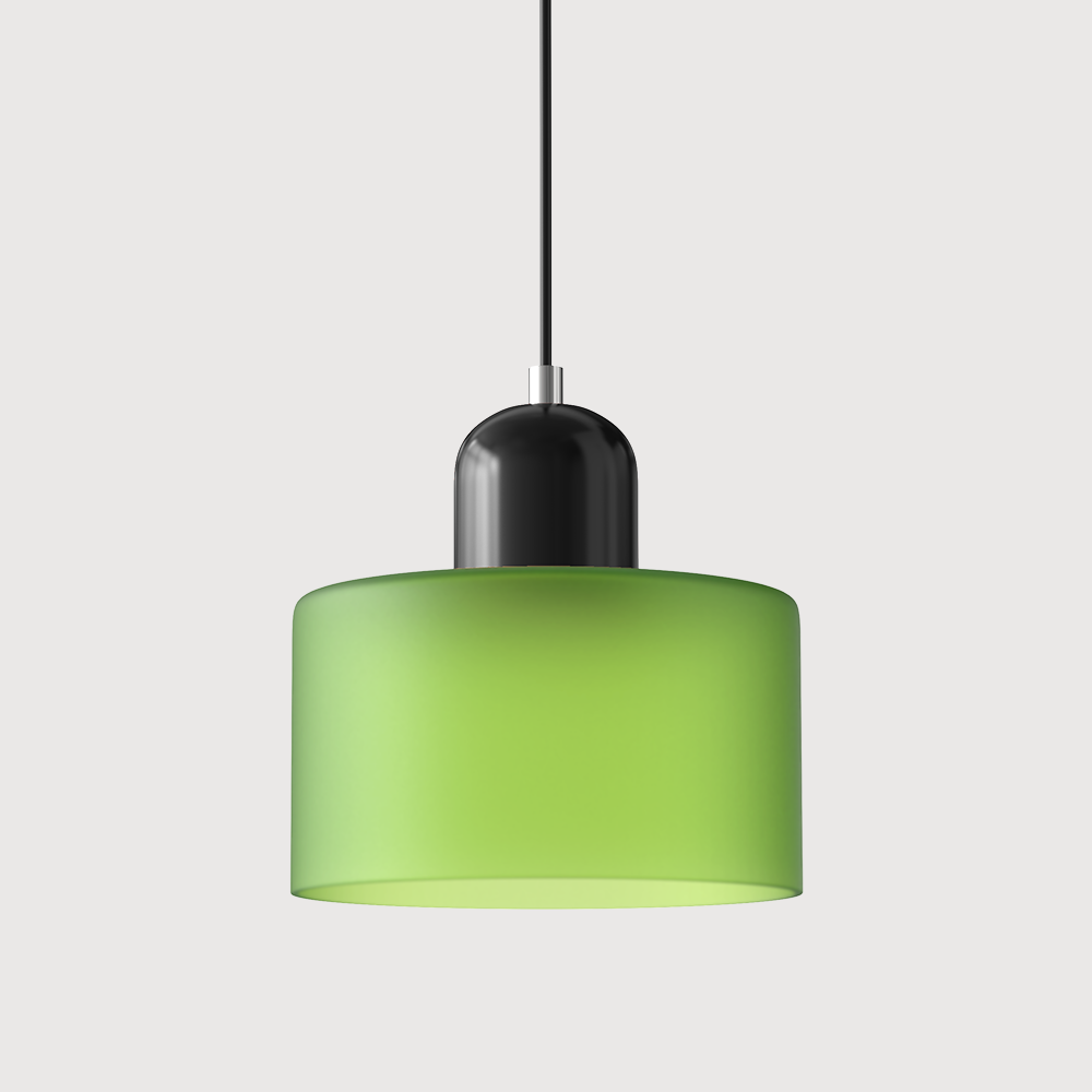 Suspension rétro en verre bicolore, style années 60
