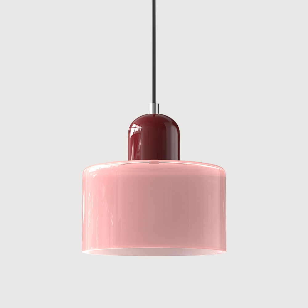 Suspension rétro en verre bicolore, style années 60