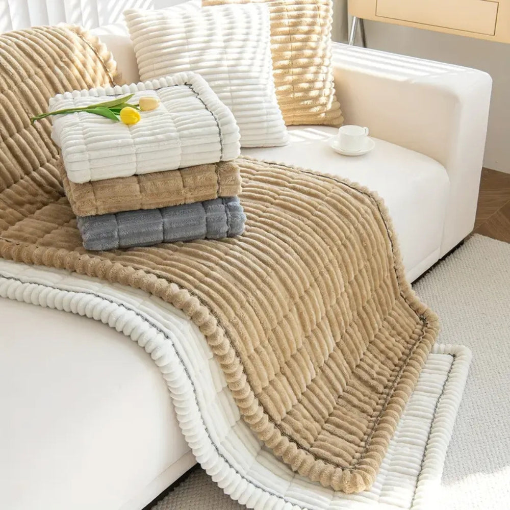Ruffled Edge Couch Throw - Soft Plush Sofa Blanket