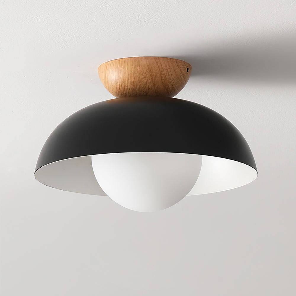 Plafonnier scandinave en métal et verre opale