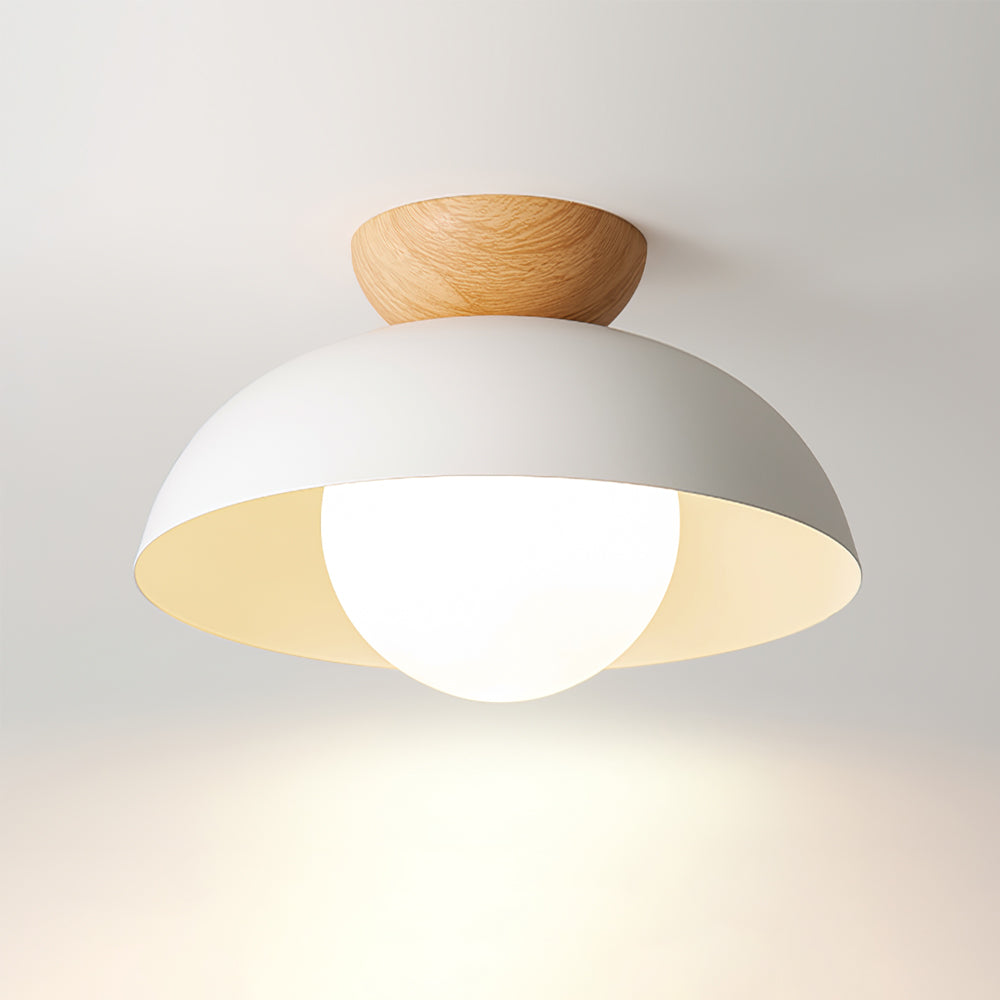 Plafonnier scandinave en métal et verre opale