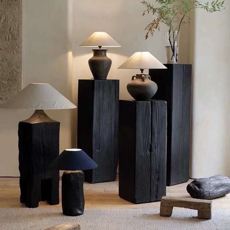 Sculptural Charred Timber Pedestal Stand