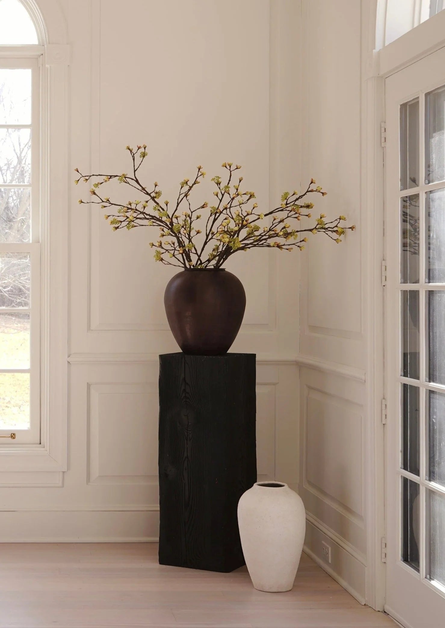 Sculptural Charred Timber Pedestal Stand