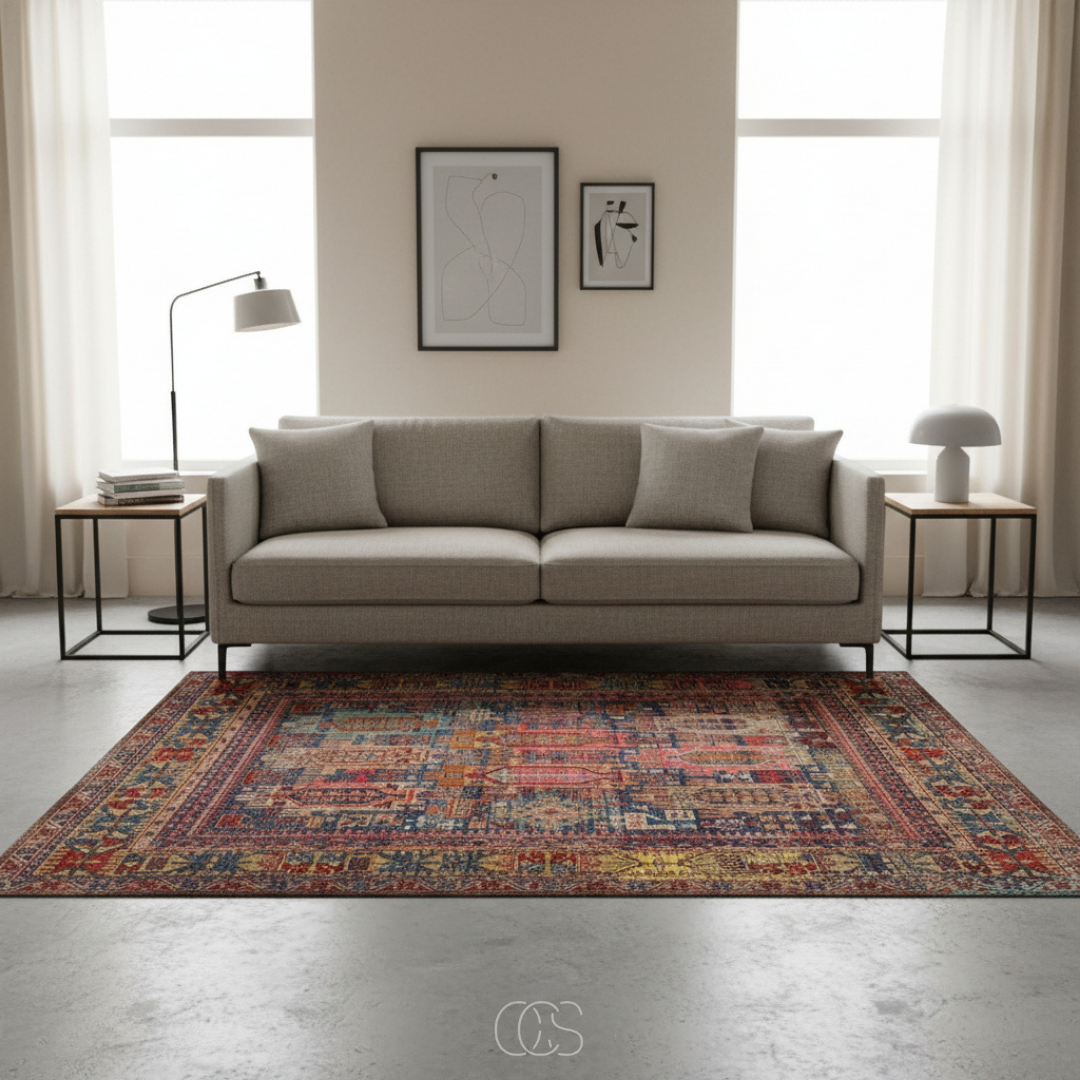 Heritage-Style Patterned Rug for Large Living Rooms