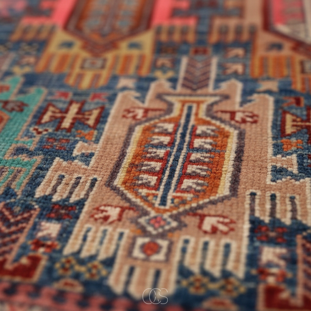 Heritage-Style Patterned Rug for Large Living Rooms