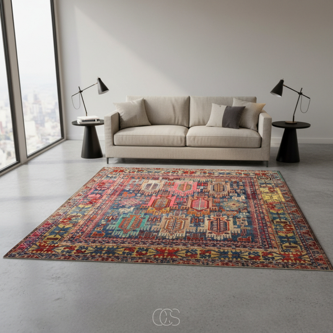 Heritage-Style Patterned Rug for Large Living Rooms