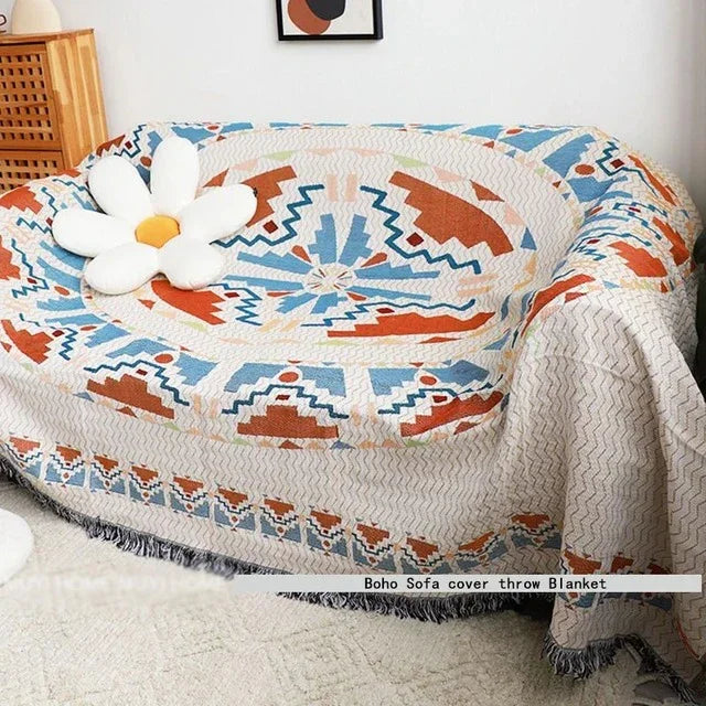 Vibrant Jacquard Throw Blanket Polyester Cotton 130x170cm