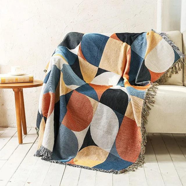 Vibrant Jacquard Throw Blanket Polyester Cotton 130x170cm