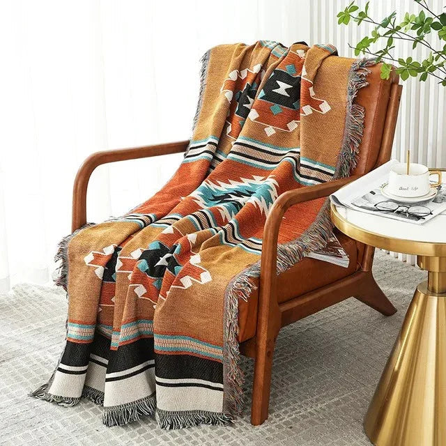 Vibrant Jacquard Throw Blanket Polyester Cotton 130x170cm