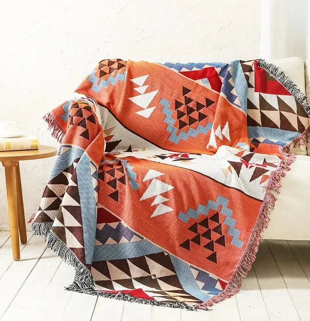 Vibrant Jacquard Throw Blanket Polyester Cotton 130x170cm