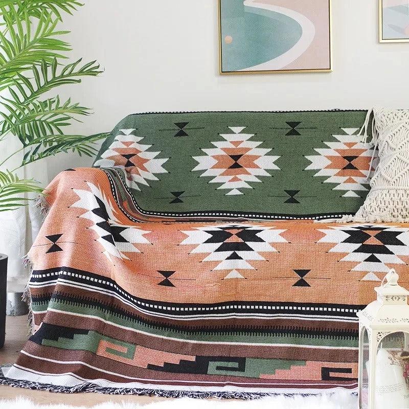 Vibrant Jacquard Throw Blanket Polyester Cotton 130x170cm