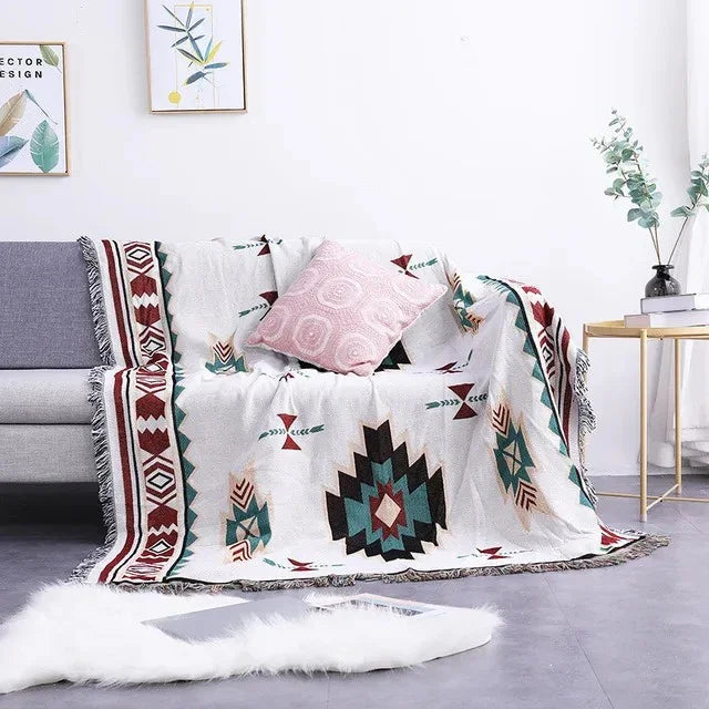 Vibrant Jacquard Throw Blanket Polyester Cotton 130x170cm