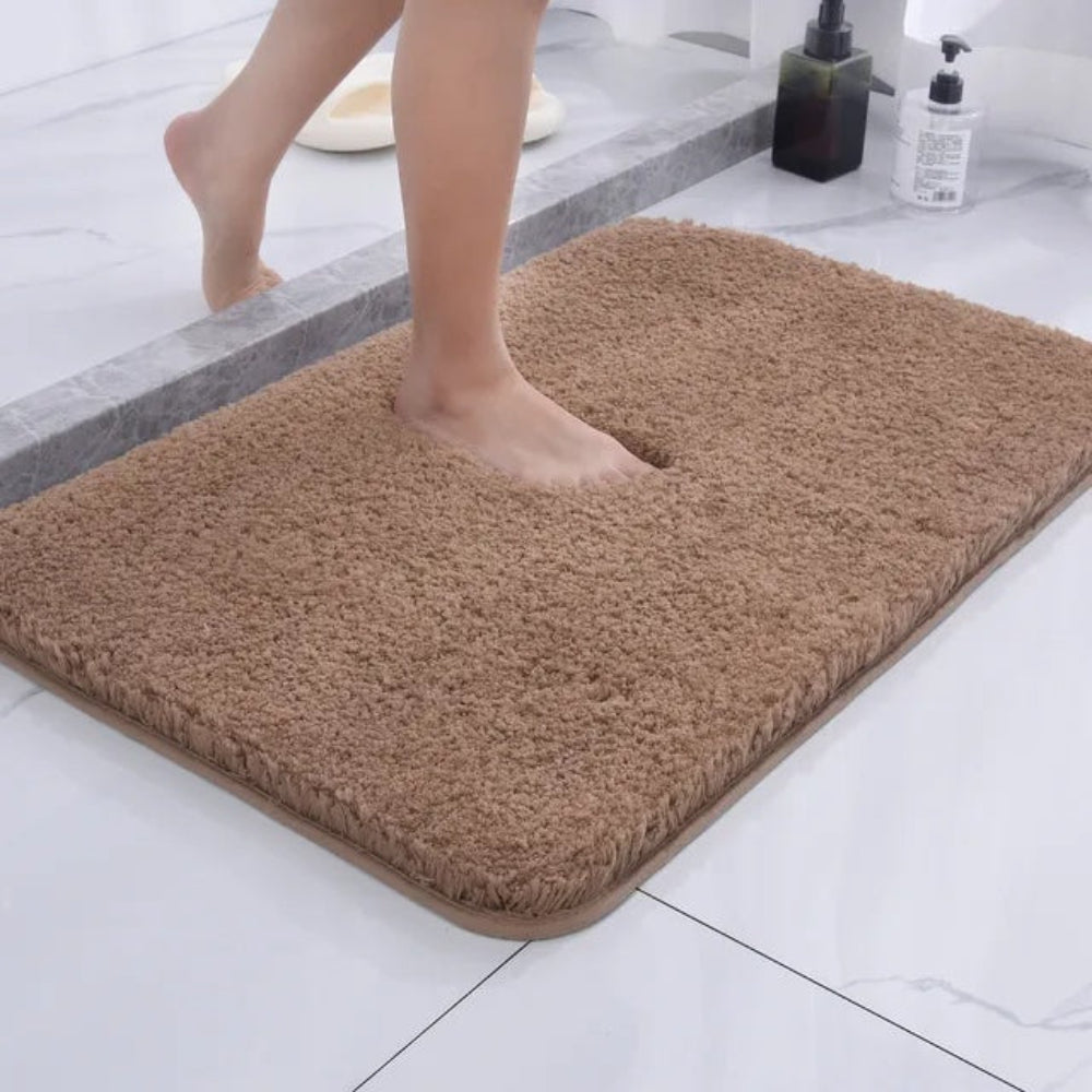 Tapis de bain moelleux en microfibre, dos antidérapant