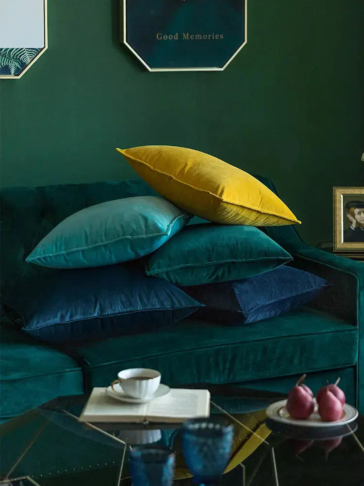 Housse de coussin en velours à bordure flanelle
