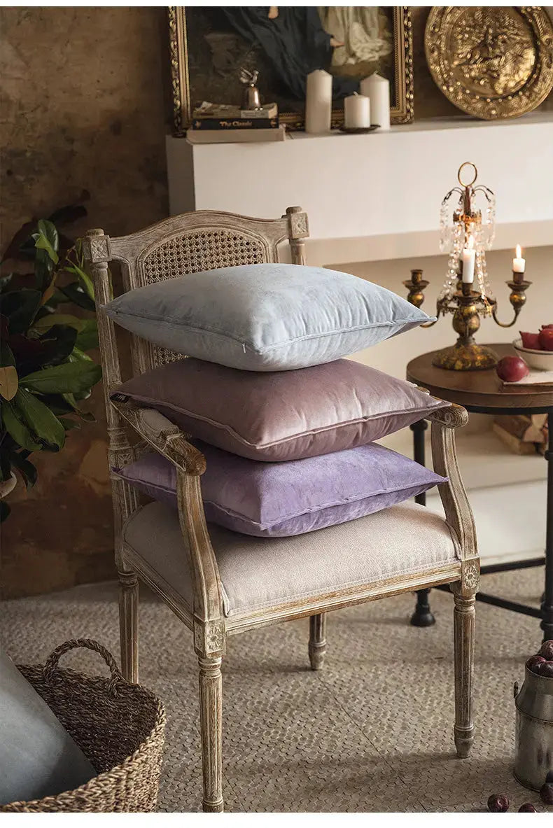 Housse de coussin en velours à bordure flanelle