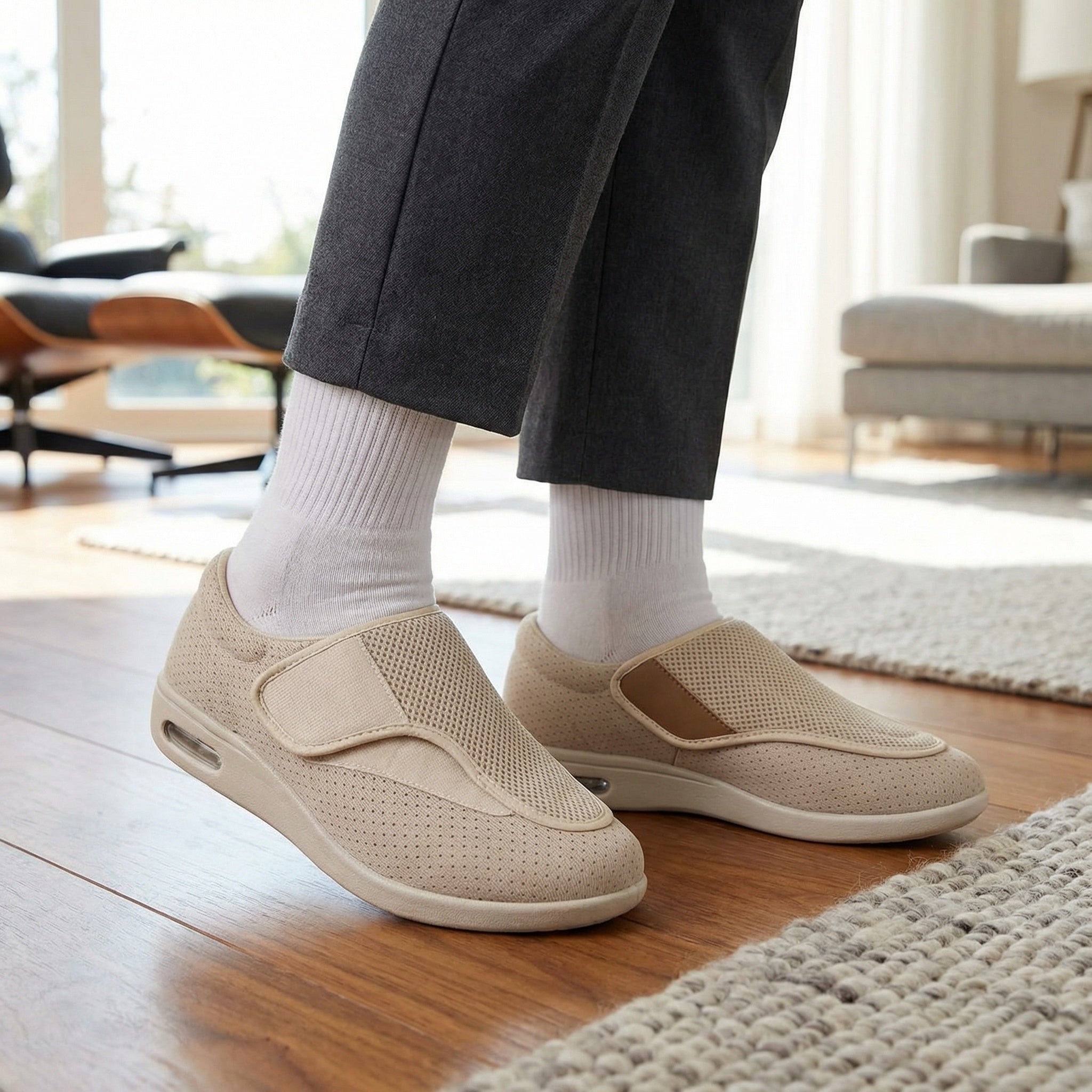 Extra-Wide Men's Comfort Shoes - Adjustable Straps for Custom Fit and Support