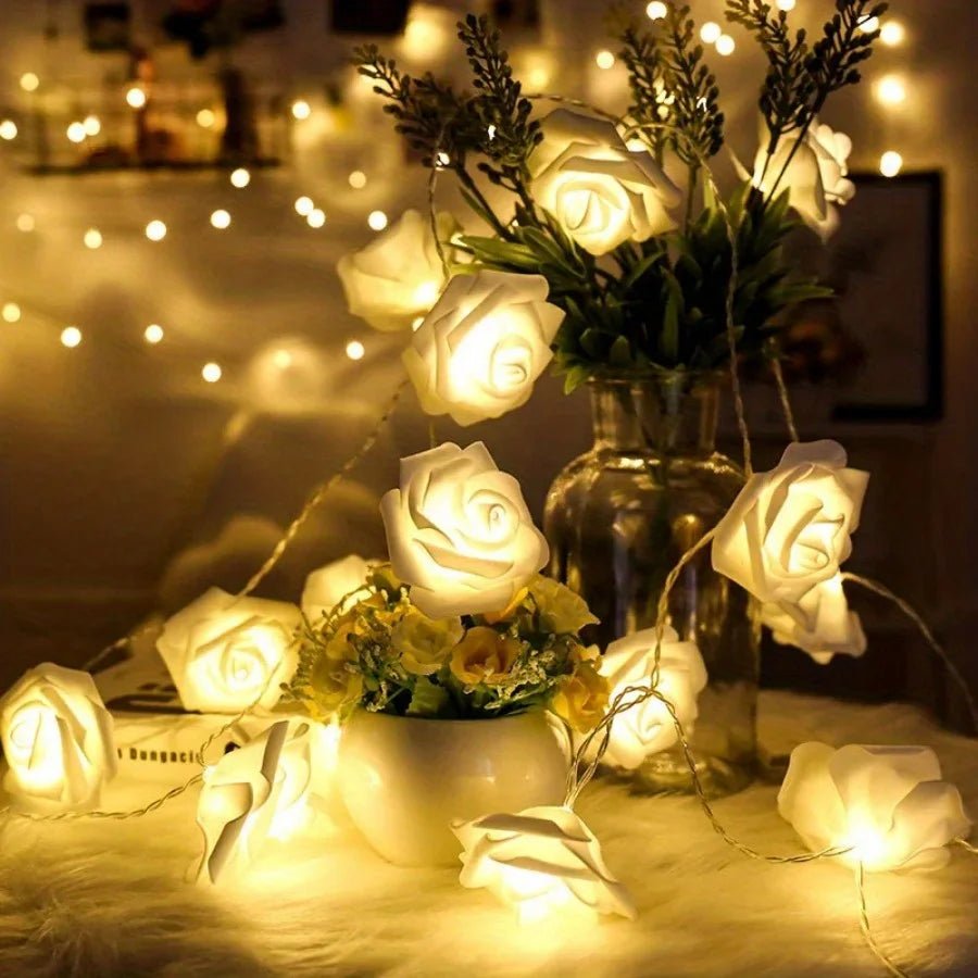 Guirlande LED avec roses artificielles pour décoration