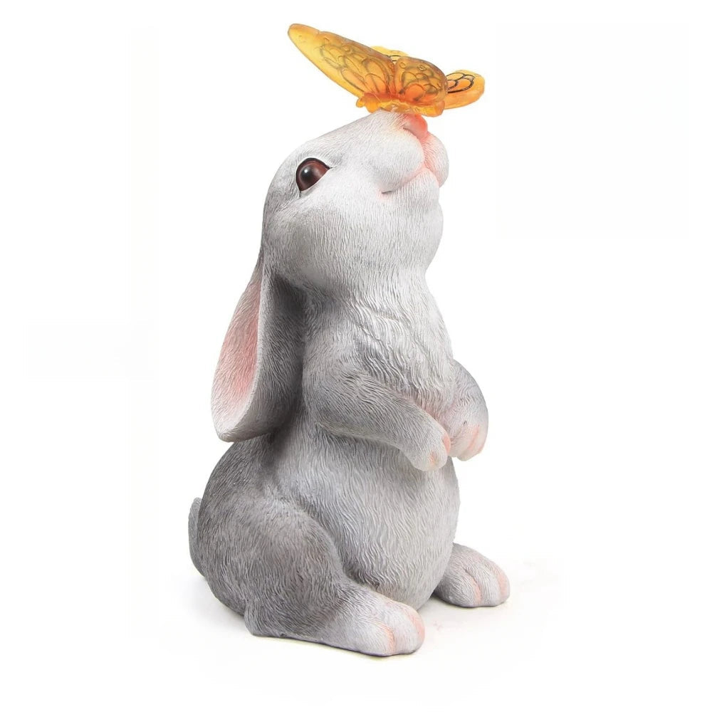 Figurine de Jardin en Résine de Lapin Solaire | Éclairage LED Élégant pour une Ambiance Enchantée 0