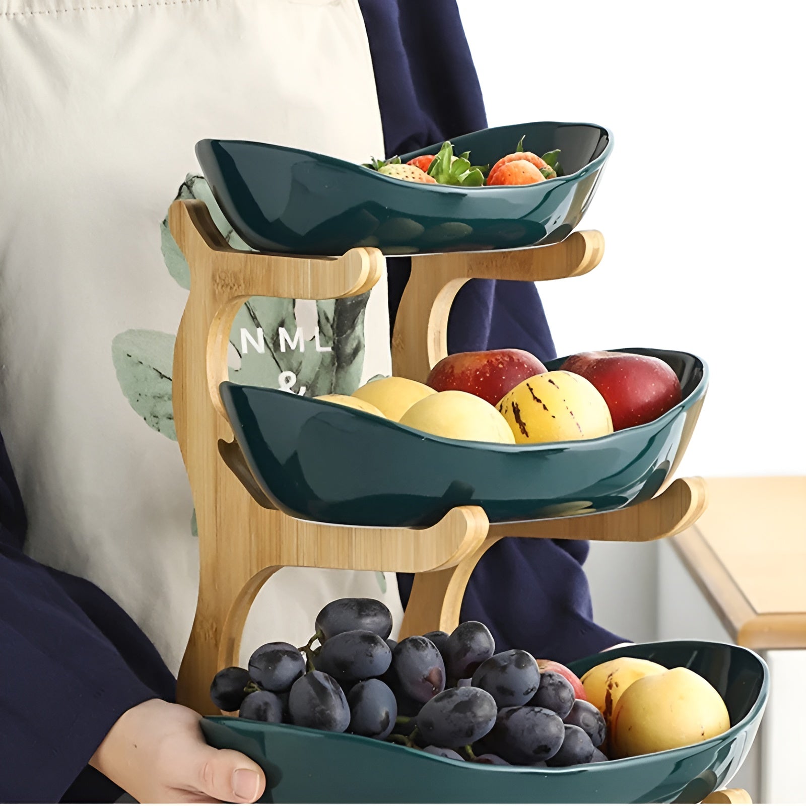 Multi-tiered Wooden Fruit Bowl Stand