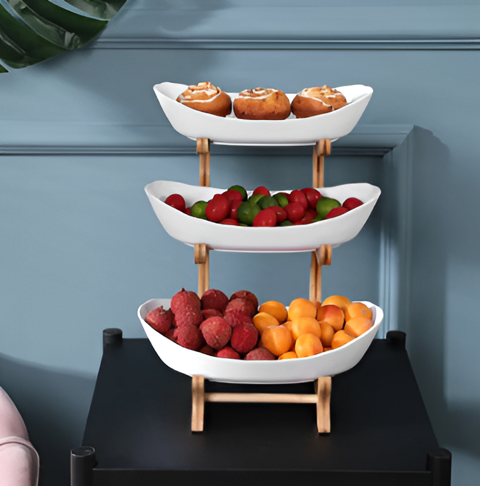 Multi-tiered Wooden Fruit Bowl Stand