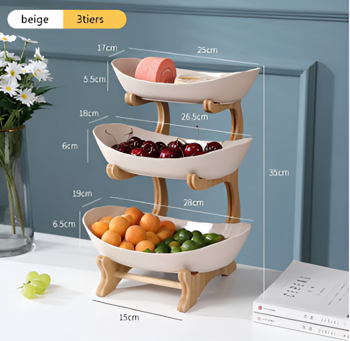 Multi-tiered Wooden Fruit Bowl Stand