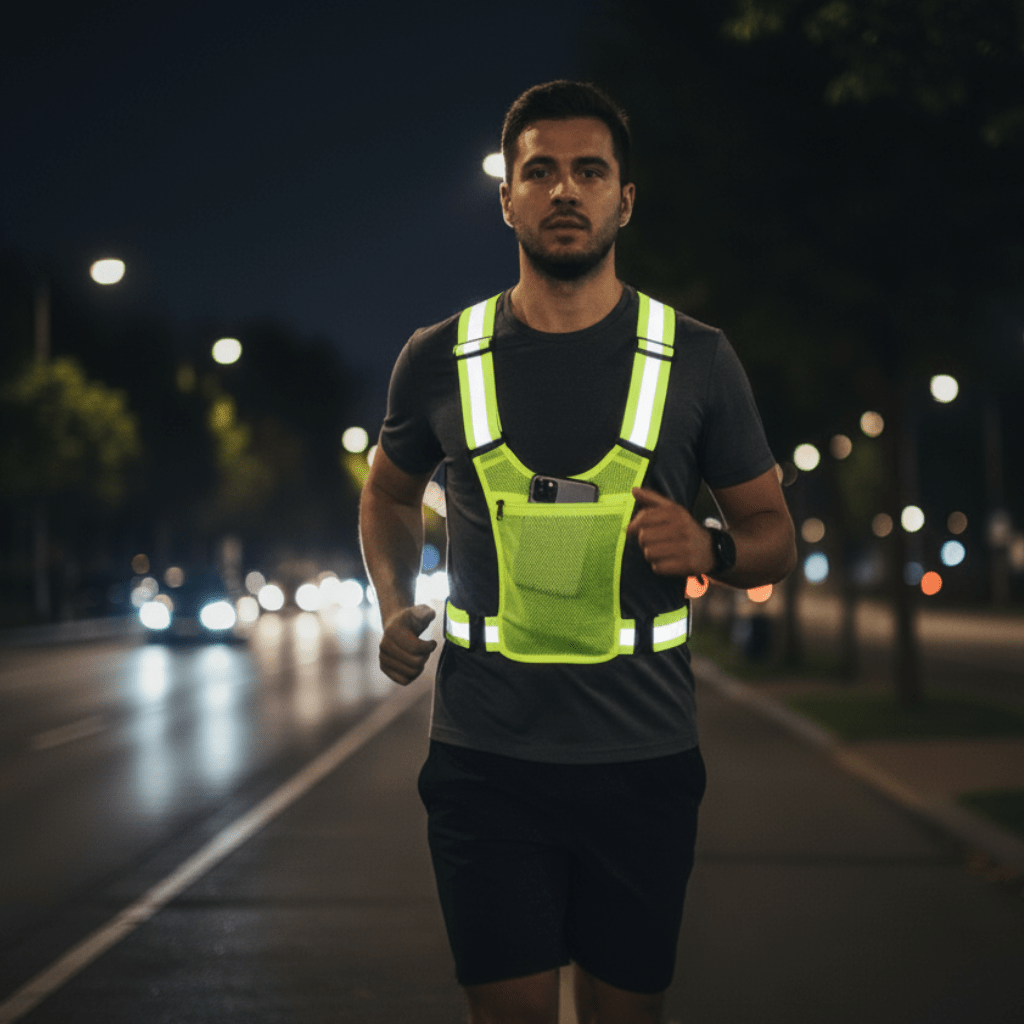 Shiatrax Gilet Réfléchissant Course et Vélo Grande Poche