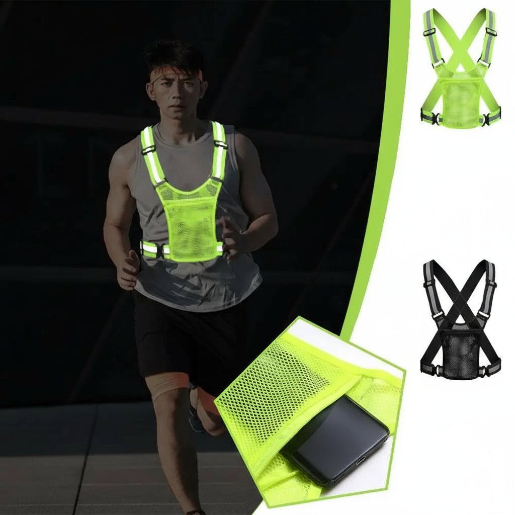 Shiatrax Gilet Réfléchissant Course et Vélo Grande Poche